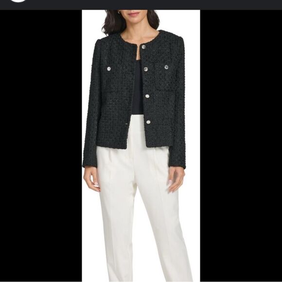 Calvin Klein Jackets & Blazers - NWT Calvin Klein Black Tweed Textured Jacket Sz 6